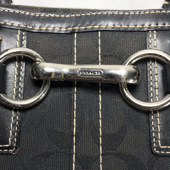 Coach Hampton Black Jacquard Purse with Leather - Picture 4 of 8